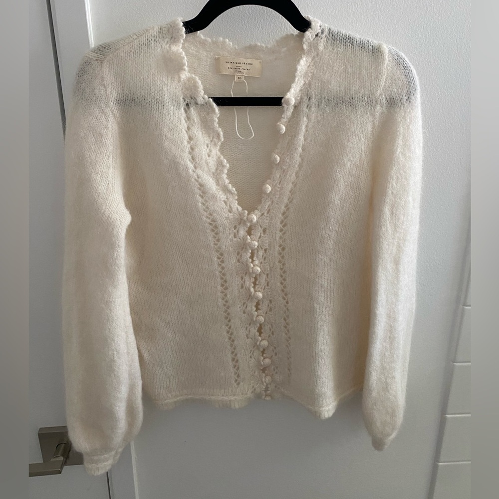 Sezane ecru lace detailing cardigan - NEVER WORN